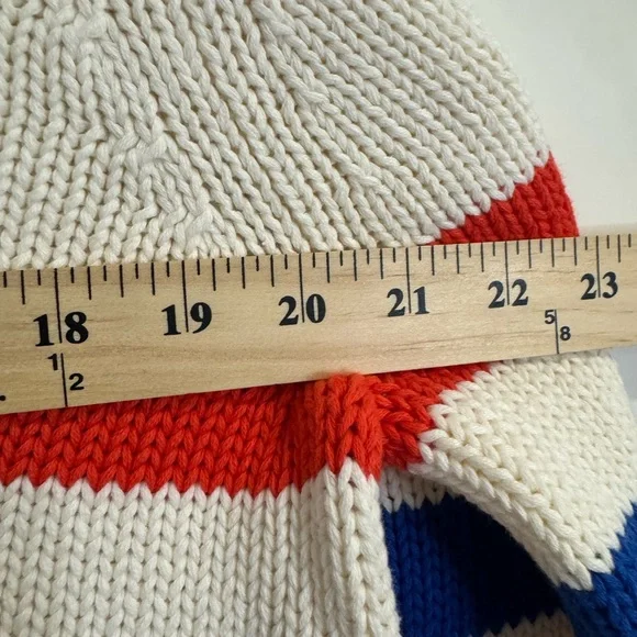 KULE Cream Knit Turtleneck Sweater with Red & Blue Stripes - Picture 7 of 8